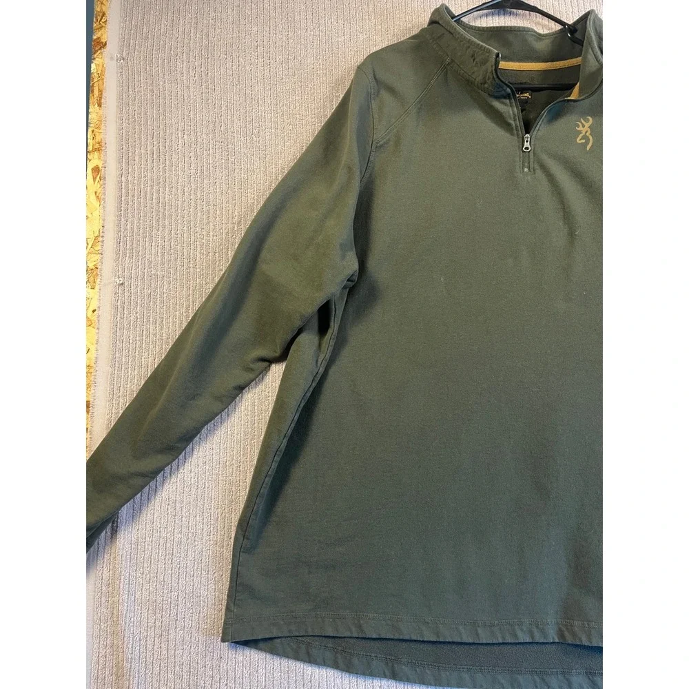 Browning Sweatshirt Fits Mens XXL 2XL Olive Green Quarter Zip Pullover XXXL 3TG